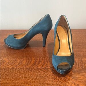 Nine West Teal Peep-Toe Heels